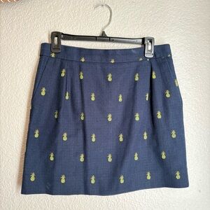 j crew pineapple Printed basketweave mini skirt 100% cotton With Pockets